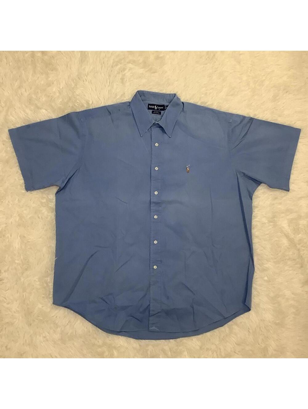 Ralph Lauren Men's XL Blake Shirt Button Up 100% Cotton Short Sleeve Light Blue